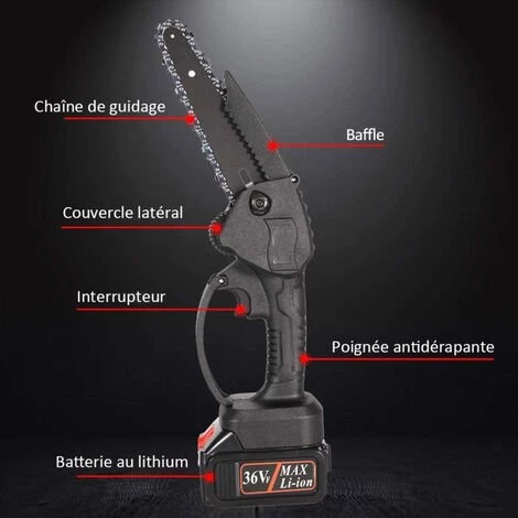 LRISHOM Tronçonneuse à Batterie, 6 Pouces Tronçonneuse Avec Batterie 2 * 3000mAh Tronçonneuse à Main 36V Tronçonneuse Rechargeable 4 LRISHOM Tronçonneuse à Batterie, 6 Pouces Tronçonneuse Avec Batterie 2 * 3000mAh Tronçonneuse à Main 36V Tronçonneuse Rechargeable – Image 2