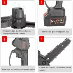 LRISHOM Tronçonneuse à Batterie, 6 Pouces Tronçonneuse Avec Batterie 2 * 3000mAh Tronçonneuse à Main 36V Tronçonneuse Rechargeable 11 LRISHOM Tronçonneuse à Batterie, 6 Pouces Tronçonneuse Avec Batterie 2 * 3000mAh Tronçonneuse à Main 36V Tronçonneuse Rechargeable -Tronçonneuse et accessoire Soldes 2022 57112240 5