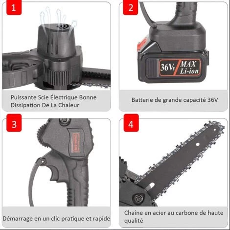 LRISHOM Tronçonneuse à Batterie, 6 Pouces Tronçonneuse Avec Batterie 2 * 3000mAh Tronçonneuse à Main 36V Tronçonneuse Rechargeable 7 LRISHOM Tronçonneuse à Batterie, 6 Pouces Tronçonneuse Avec Batterie 2 * 3000mAh Tronçonneuse à Main 36V Tronçonneuse Rechargeable – Image 5