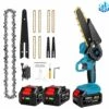 Scie à Chaîne électroportative | Tronçonneuse à Batterie 6 Pouces Sans Fil 1200W - Pour Makita 18V Batterie - Vitesse Réglable Pour La Coupe Du Bois - Onevan - Avec 2*Batterie+6*chaine Or+2*guide - Bleu -Tronçonneuse et accessoire Soldes 2022 57754909 1