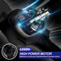 Scie à Chaîne électroportative | Tronçonneuse à Batterie 6 Pouces Sans Fil 1200W - Pour Makita 18V Batterie - Vitesse Réglable Pour La Coupe Du Bois - Onevan - Avec 2*Batterie+6*chaine Or+2*guide - Bleu -Tronçonneuse et accessoire Soldes 2022 57754909 3