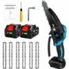Scie à Chaîne électroportative Brushless 6 Pouces 1200W ONEVAN Mini Tronçonneuse électrique Sans Fil Pour Makita 18V | Vitesse Réglable Pour La Coupe Du Bois - Avec 2*Batteries+6*chaine -Tronçonneuse et accessoire Soldes 2022 57754915 1