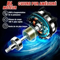 Scie à Chaîne électroportative Brushless 6 Pouces 1200W ONEVAN Mini Tronçonneuse électrique Sans Fil Pour Makita 18V | Vitesse Réglable Pour La Coupe Du Bois - Avec 2*Batteries+6*chaine -Tronçonneuse et accessoire Soldes 2022 57754915 3