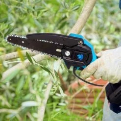 Scie à Chaîne électroportative Brushless 6 Pouces 1200W ONEVAN Mini Tronçonneuse électrique Sans Fil Pour Makita 18V | Vitesse Réglable Pour La Coupe Du Bois - Avec 2*Batteries+6*chaine -Tronçonneuse et accessoire Soldes 2022 57754915 5