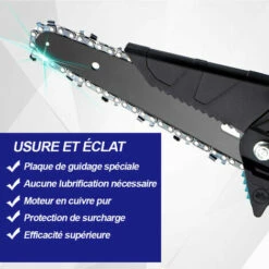 Scie à Chaîne électroportative Sans Fil | Tronçonneuse à Batterie 6" 1200W | Pour Makita 18V Batterie - Vitesse Réglable Pour La Coupe Du Bois - Onevan - Rouge - Avec 2*Batterie + 6*chaine Argent -Tronçonneuse et accessoire Soldes 2022 58076908 4
