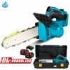 ONEVAN Tronçonneuse à Batterie 10” 18V - Scie à Chaîne Tronçonneuse électrique Sans Fil - Brushless Moteur - Convient Pour Makita 18V Batterie - Avec 2*batterie