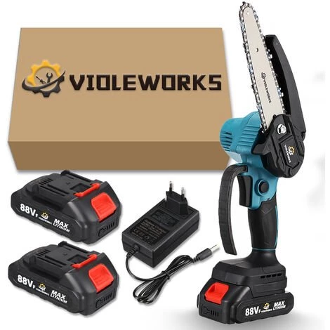 JMAX Tronçonneuse à Batterie Sans Fil De 6 Pouces Et 2*batteries 88VF Portable Scie Électrique Jardin Logging 3 JMAX Tronçonneuse à Batterie Sans Fil De 6 Pouces Et 2*batteries 88VF Portable Scie Électrique Jardin Logging