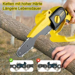 Tronçonneuse à Batterie 8" Scie à Chaîne électroportative Sans Fil ONEVAN, Mini Tronçonneuse électrique Convient Pour Makita 18V Batterie, Jaune - Avec 1*sac+2*batterie -Tronçonneuse et accessoire Soldes 2022 59038935 5