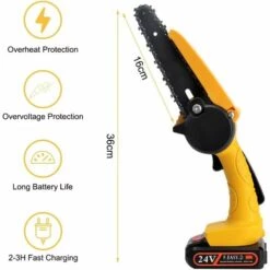 JOORRT Mini Tronçonneuse A Batterie 6 Pouces Mini Tronçonneuses Électriques Sans Fil Avec Chargeur Et 2 Batteries Pour La Coupe Du Bois Et La Taille Des Branches D'arbre -Tronçonneuse et accessoire Soldes 2022 59171110 4