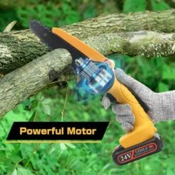 JOORRT Mini Tronçonneuse A Batterie 6 Pouces Mini Tronçonneuses Électriques Sans Fil Avec Chargeur Et 2 Batteries Pour La Coupe Du Bois Et La Taille Des Branches D'arbre -Tronçonneuse et accessoire Soldes 2022 59171110 5