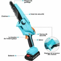 JOORRT Mini Tronconneuse A Batterie Tronconneuse Electrique Sans Fil De 6 Pouces Avec Batterie Rechargeable 24 V Portable à Une Main Pour Le Jardinage La Coupe Du Bois L'élagage -Tronçonneuse et accessoire Soldes 2022 59171135 2