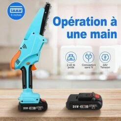 JOORRT Mini Tronconneuse A Batterie Tronconneuse Electrique Sans Fil De 6 Pouces Avec Batterie Rechargeable 24 V Portable à Une Main Pour Le Jardinage La Coupe Du Bois L'élagage -Tronçonneuse et accessoire Soldes 2022 59171135 3