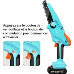 JOORRT Mini Tronconneuse A Batterie Tronconneuse Electrique Sans Fil De 6 Pouces Avec Batterie Rechargeable 24 V Portable à Une Main Pour Le Jardinage La Coupe Du Bois L'élagage -Tronçonneuse et accessoire Soldes 2022 59171135 5