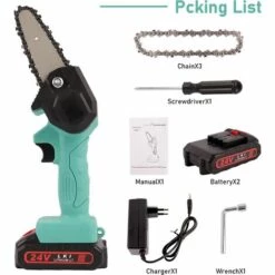 JOORRT 4 Pouces Mini Tronçonneuse Tronçonneuse Électrique Rechargeable De 24V Tronçonneuse à Batterie Portable Avec Chargeur Et Chaîne Mini Tronçonneuse Sans Fil Pour Tailler Le Jardinage -Tronçonneuse et accessoire Soldes 2022 59171142 2