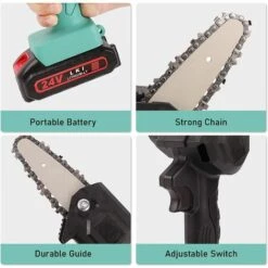 JOORRT 4 Pouces Mini Tronçonneuse Tronçonneuse Électrique Rechargeable De 24V Tronçonneuse à Batterie Portable Avec Chargeur Et Chaîne Mini Tronçonneuse Sans Fil Pour Tailler Le Jardinage -Tronçonneuse et accessoire Soldes 2022 59171142 4