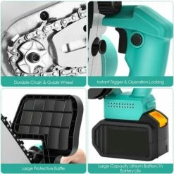 JOORRT Tronconneuse A Batterie 12 Pouces 21V 5Ah Tronçonneuse Electrique Sans Fil Tronçonneuse Portative à Une Main Avec 2 Batterie Et Chargeur Pour Le Jardinage Coupes à Bois Elagueurs -Tronçonneuse et accessoire Soldes 2022 59171181 5