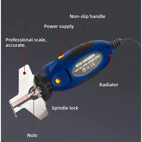 JOORRT Scie Aiguiseur De Chaîne, 12 V Ordinateur De Poche Scie-chaîne Broyeur De Chaîne 4 JOORRT Scie Aiguiseur De Chaîne, 12 V Ordinateur De Poche Scie-chaîne Broyeur De Chaîne – Image 2