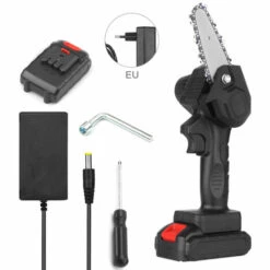 LIFCAUSAL Mini Tronçonneuse 4 Pouces Sans Fil électrique Protable Scie D'élagage 24V Scies à Bois électriques Rechargeables, 2000mAh Sécateur à Une Main Sans Fil Tronçonneuse Pour L'exploitation Forestière De Jardin Branche D'arbre Coupe De Bois, EU PLUG (Black-1 B -Tronçonneuse et accessoire Soldes 2022 60913580 2