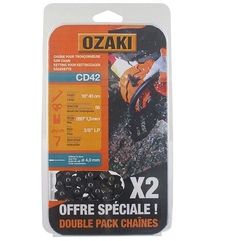 UNIVERSEL Lot De Deux Chaînes De Tronçonneuse Semi Carrée 3/8"LP 050 (1,3mm) 56 Entraîneurs 3 UNIVERSEL Lot De Deux Chaînes De Tronçonneuse Semi Carrée 3/8"LP 050 (1,3mm) 56 Entraîneurs