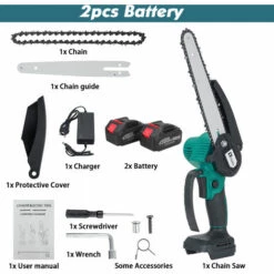 AUGIENB Scie à Chaine Tron?onneuse à Batterie à Batterie élagueuse Sans Fil Wolike 8" 18V 10000RPM Scie à Chaine Scie à Buche électrique 2 Batteries -Tronçonneuse et accessoire Soldes 2022 63729037 3