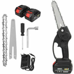 AUGIENB Scie à Chaine Tron?onneuse à Batterie à Batterie élagueuse Sans Fil Brushless 6" 21V 2 Batteries -Tronçonneuse et accessoire Soldes 2022 63729284 2