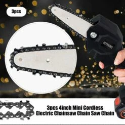 4 Pouces 3 Pièces Mini Chaîne De Tronçonneuse électrique Sans Fil Pour Couper Les Branches De Bois élagage Cour Jardinage,HANBING -Tronçonneuse et accessoire Soldes 2022 63784959 2