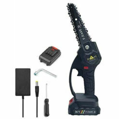 DECKON Mini Scie à Chaîne électrique 36V 12.7CM, Mini Tronçonneuse à Main électrique Avec 1 Batteries, 1 Charge