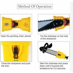 Fei Yu De Dents Pour Tronçonneuse,Aiguiseur Automatique(1Pcs), Pierre à Aiguiser Remplaçable(3 Pcs), Ajustement Barre De Guidage Avec 2 Trous De Guidage (Jaune) -Tronçonneuse et accessoire Soldes 2022 64475567 5