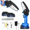 DAY PLUS Scie à Chaîne Sans Fil 21 V, Tronçonneuse électrique à Piles De 10,2 Cm Avec Deux Batteries Lithium-ion De 1,5 Ah Et Un Chargeur, Mini Tronçonneuse Portable Légère à Commande à Une Main Pour Couper Des Branches D'arbres -Tronçonneuse et accessoire Soldes 2022 64567635 1
