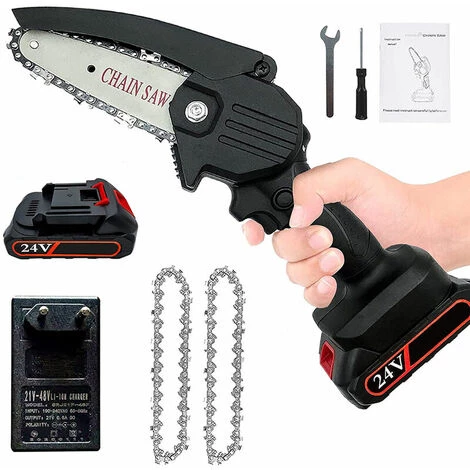 THSINDE Mini Tronconneuse A Batterie,avec 1 Piles Et 2 Chaînes,4 Pouces, Tronçonneuse Rechargeable Portative Pour La Coupe De Branche Arbre De Gardin 3 THSINDE Mini Tronconneuse A Batterie,avec 1 Piles Et 2 Chaînes,4 Pouces, Tronçonneuse Rechargeable Portative Pour La Coupe De Branche Arbre De Gardin