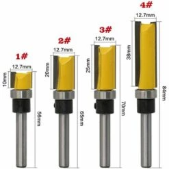 OSQI Ensemble De Mèches De Toupie De Modèle De Modèle De Garniture Affleurante De 1/2"de Diamètre Ensemble De Coupe De Fraisage De Palier En Bois Avec Embout De Garniture Affleurante De Tige De 1/4 Pouce -Tronçonneuse et accessoire Soldes 2022 65502635 2