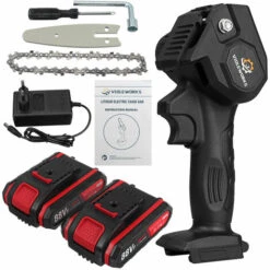 AUGIENB Scie à Chaine Scie à Buche Tron?onneuse à Batterie à Batterie élagueuse Sans Fil électrique 1080W 4" 18V Avec 2 Batteries 2900Mah -Tronçonneuse et accessoire Soldes 2022 65600460 5