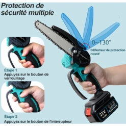 MAGICFOX Mini Tronçonneuse électrique 6 Pouces Avec 2 Batteries Et 2 Chaînes Pour Couper Le Bois D'élagage Dans Le Jardin -Tronçonneuse et accessoire Soldes 2022 65747126 4