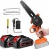 Magicfox Tronçonneuse électrique Sans Fil Rechargeable 4.0Ah, Avec 2 Chaînes 6 Pouces Et 2 Batteries Pour Couper Branches Et Bois