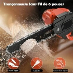 Magicfox Tronçonneuse électrique Sans Fil Rechargeable 4.0Ah, Avec 2 Chaînes 6 Pouces Et 2 Batteries Pour Couper Branches Et Bois -Tronçonneuse et accessoire Soldes 2022 65747138 3
