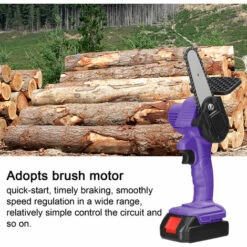 TANCYCO Scies D'élagage électriques à Batterie Au Lithium Rechargeable 21 V 4 Pouces Petit Moteur De Brosse De Tronçonneuse à Fendre Le Bois Outil électrique à Une Main Pour Le Travail Du Bois (Violet) -Tronçonneuse et accessoire Soldes 2022 67144849 3