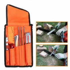 REGALI 9pcs Kit D'affûtage Universel Pour Tronçonneuse Portable, Lime Ronde 5/32" (4 Mm) / 3/16" (4,8 Mm) / 7/32" (5,5 Mm), Lime Plate, Poignée