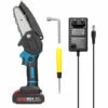 LIFCAUSAL Scies D'élagage électriques Portables 21V 4 Pouces Petit Moteur De Brosse De Tronçonneuse à Fendre Le Bois Outil De Travail Du Bois à Une Main Pour Jardin Verger Noir Et Vert Une Batterie Et Une Charge