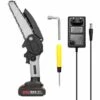 LIFCAUSAL Scies D'élagage électriques Portables 21V 6 Pouces Petit Moteur De Brosse De Tronçonneuse à Fendre Le Bois Outil De Travail Du Bois à Une Main Pour Jardin Verger Modèles Noirs Et Gris, Une Batterie Et Une Charge