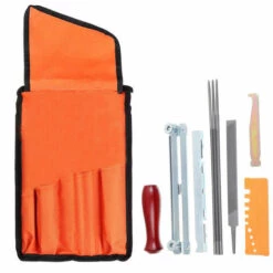 LIFCAUSAL 10 PCS Chainsaw Sharpener File Kit Outil à Main Pour Affûter La Scie à Chaîne électrique Comprend Une Lime Ronde 5/32 3/16 7/32 Pouces, Une Lime Plate, Un Manche En Bois, Un Guide De Classement, Une Jauge De Profondeur, Une Jauge De Vérification Rapide, U