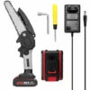 LIFCAUSAL Scies D'élagage électriques Portables 21V 6 Pouces Petit Moteur De Brosse De Tronçonneuse à Fendre Le Bois Outil De Travail Du Bois à Une Main Pour Jardin Verger Modèles Noirs Et Gris Avec Deux Batteries Et Une Charge -Tronçonneuse et accessoire Soldes 2022 67837878 1