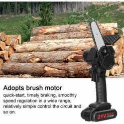 LIFCAUSAL 21V 500W 4 Pouces Batterie Au Lithium Rechargeable Scies à élaguer électriques Petit Moteur De Brosse De Tronçonneuse à Fendre Le Bois Outil électrique à Une Main Pour Le Travail Du Bois Pour Jardin Verger Une Batterie Et Une Charge -Tronçonneuse et accessoire Soldes 2022 67837942 5