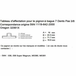 JARDIAFFAIRES Pignon Pro Pour Tronçonneuse Stihl 7 Dents 3/8 = Oregon 32061X -Tronçonneuse et accessoire Soldes 2022 978614 2