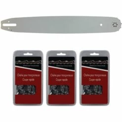 GT MARKET Guide 45 Cm (18 Pouces) + Lot De 3 Chaînes 74 Maillons - Compatible Tronçonneuses STIHL MS 271